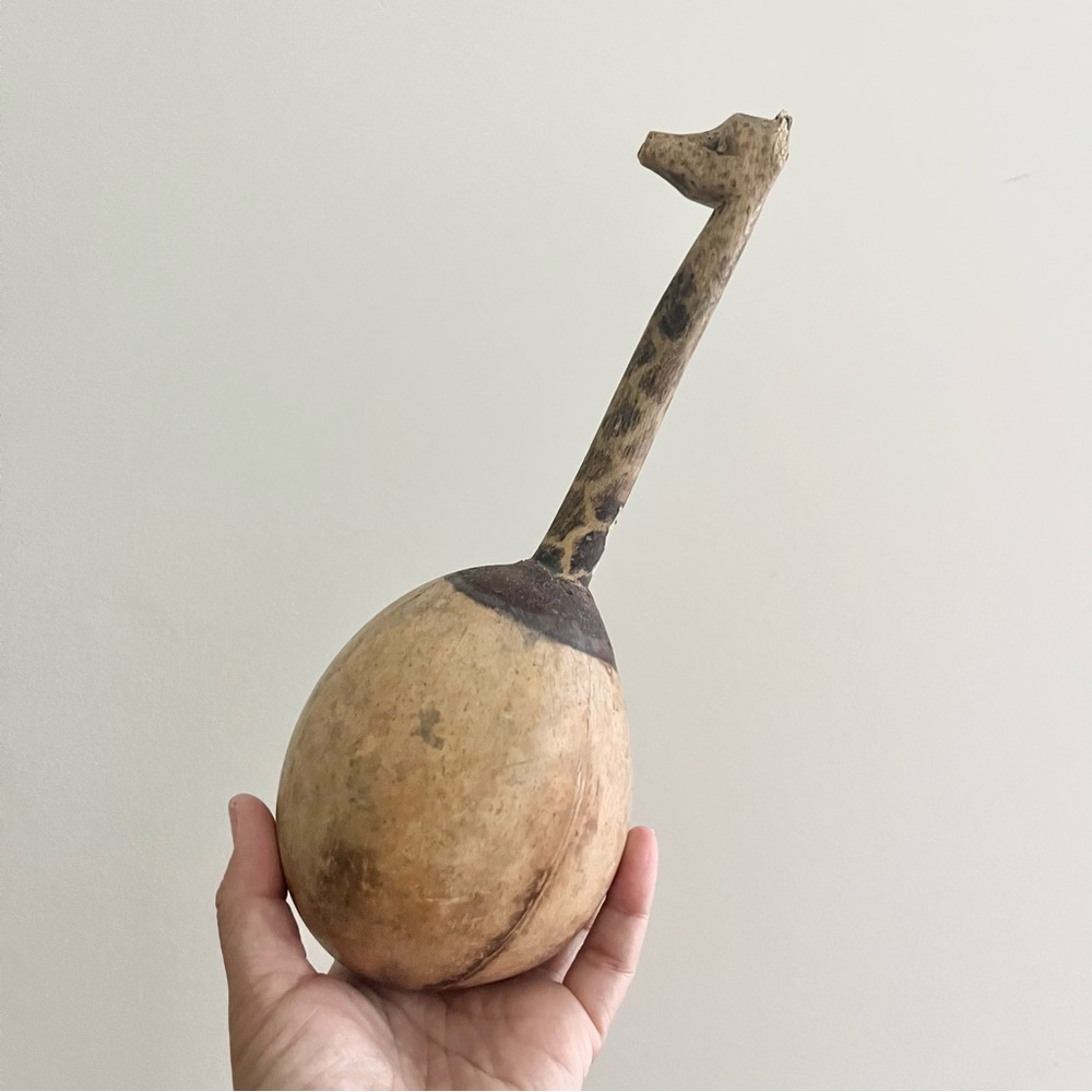 Disney Parks Primitive Wooden Carved Maraca with Giraffe Handle Damaged READ